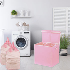 Simple Houseware removable laundry bags attached to the hamper for easy transport.