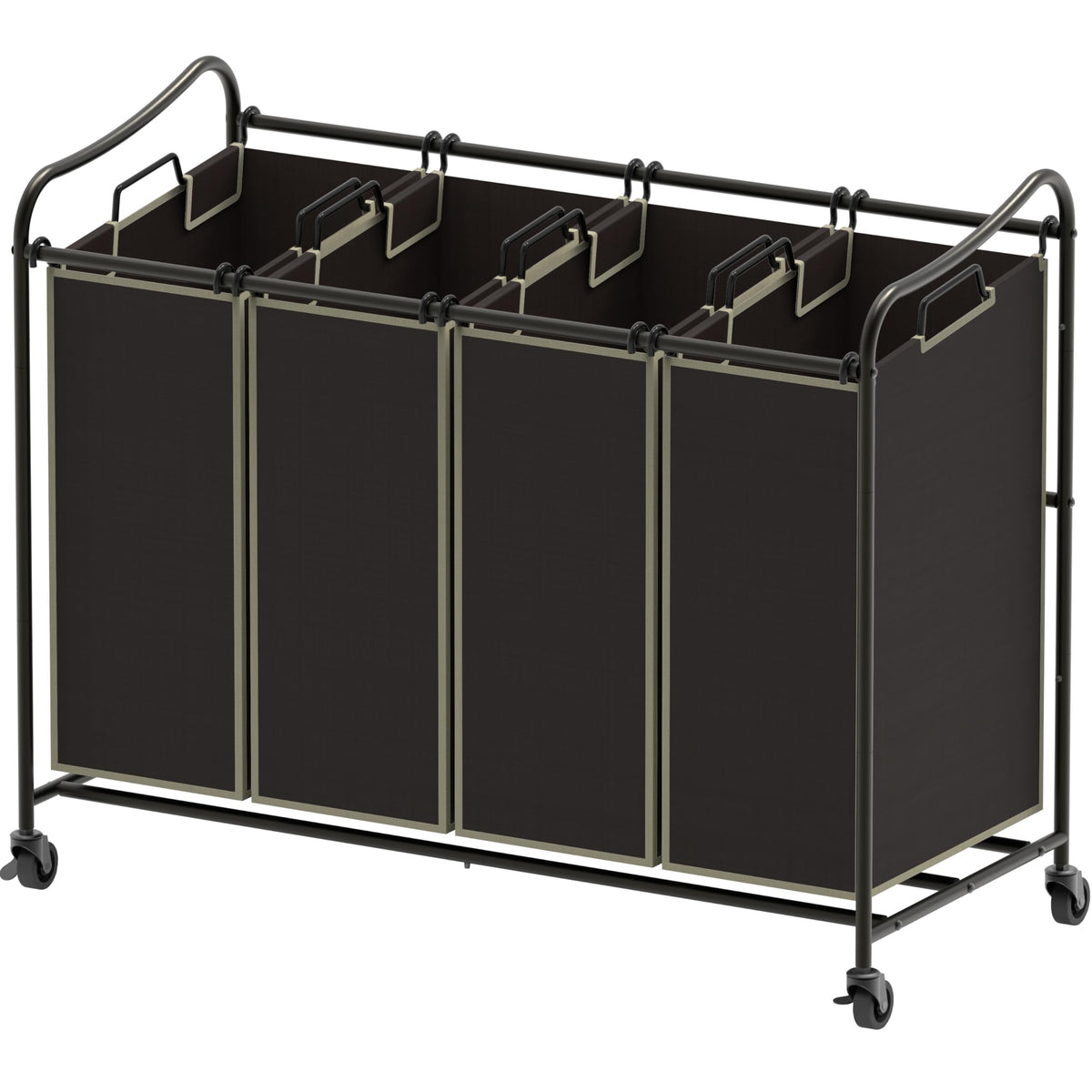 Simple Houseware laundry sorter brown bags closeup for easy laundry organization.