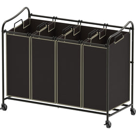 Simple Houseware laundry sorter brown bags closeup for easy laundry organization.