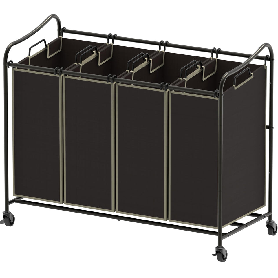 Simple Houseware laundry sorter brown bags closeup for easy laundry organization.