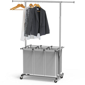 Simple Houseware laundry sorter with extensible rod showing adjustable hanging space