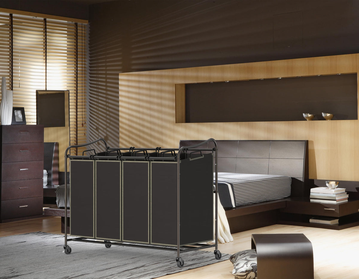 Simple Houseware laundry sorter frame detail highlights six horizontal bars for stability.