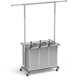 Simple Houseware three-bag sorter demonstrates easy laundry organization