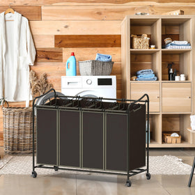 Simple Houseware laundry sorter rolling cart brown for smooth transfers.