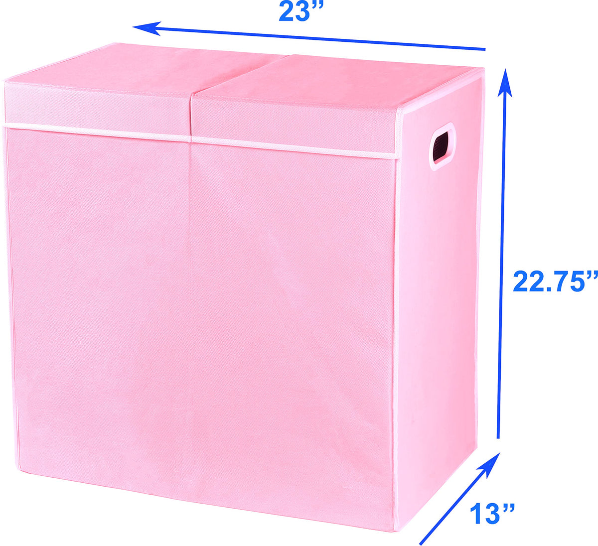 Simple Houseware pink double hamper adds a soft color to laundry area and helps organization.