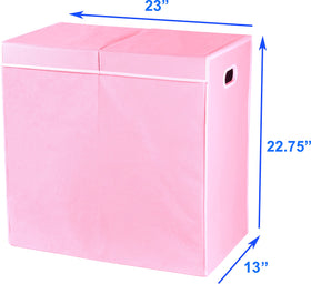 Simple Houseware pink double hamper adds a soft color to laundry area and helps organization.