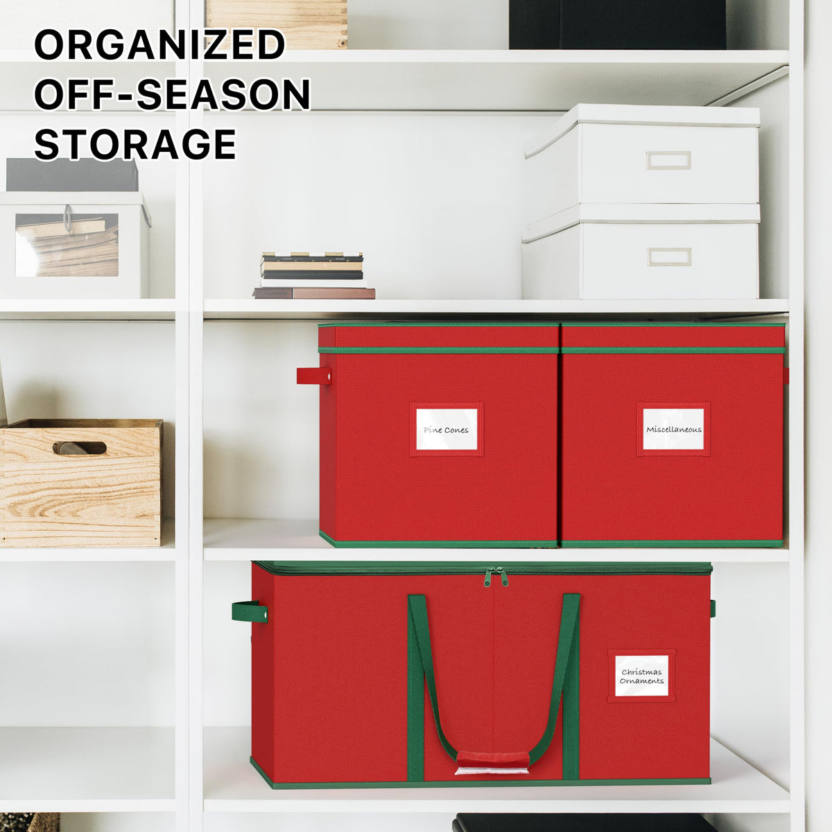 Simple Houseware red ornament box ideal for easy packing and retrieval