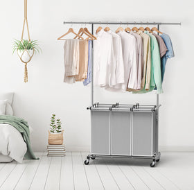 Simple Houseware rolling cart for laundry moves across floors