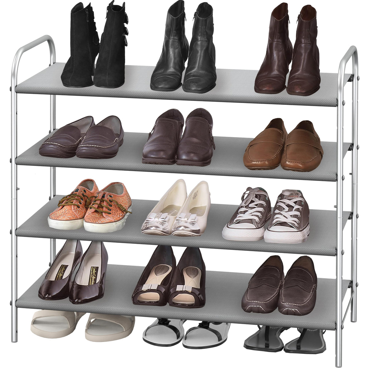 Simple Houseware shoe rack assembly shows removable panels for flexible setup.