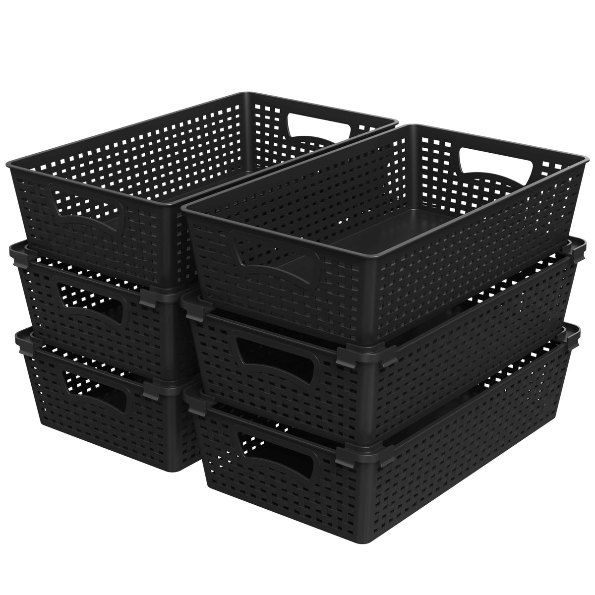 Simple Houseware stackable basket organizer front view for easy access to items.
