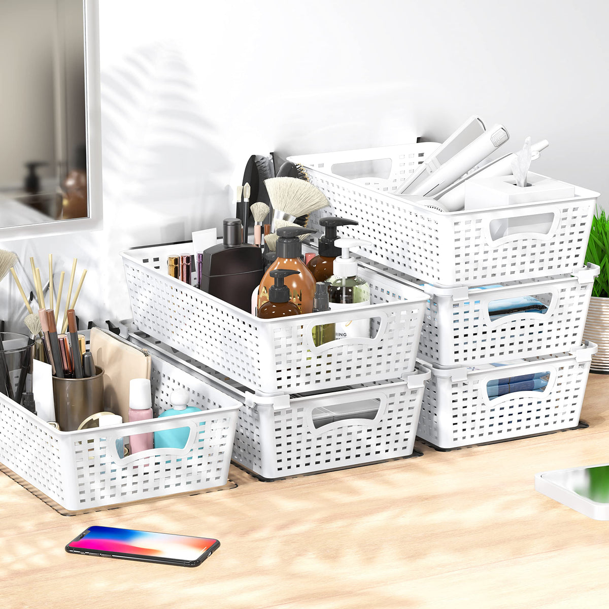 Simple Houseware stationery basket, organizes office supplies with quick access.