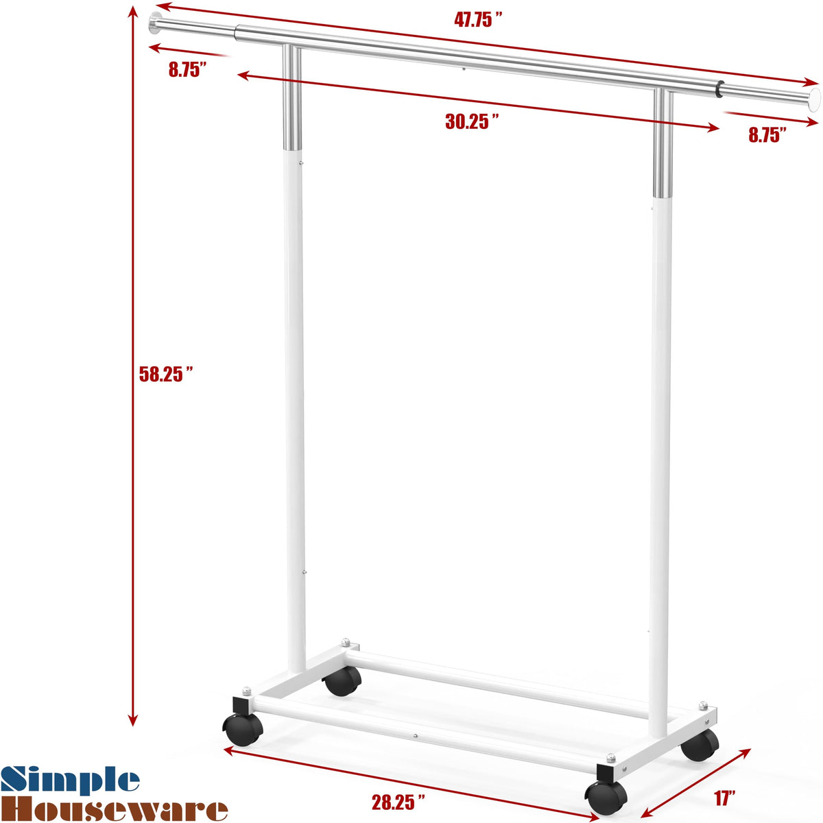 Capacity up to 100 lbs supports sturdy coats and garments