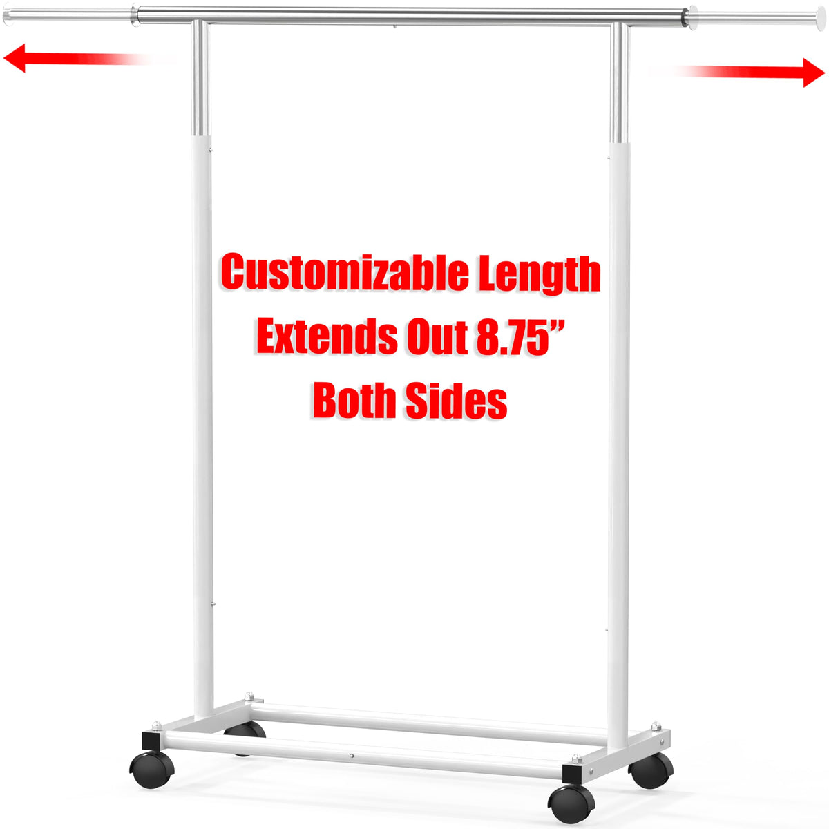 Simple Houseware rack with casters enables easy room-to-room movement