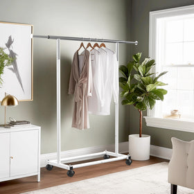 Extendable bar on Simple Houseware rack adapts to seasonal wardrobe needs