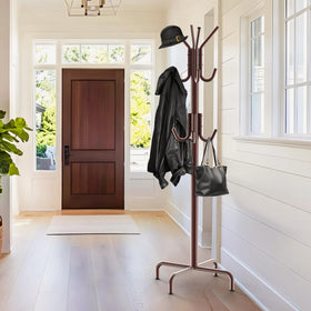 Simple Houseware standing coat hanger bronze base detail demonstrating stable four-leg support.