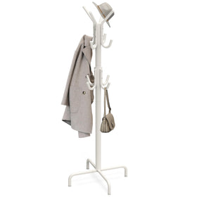 Simple Houseware standing coat rack front view with 12 hooks for organized entryway storage.