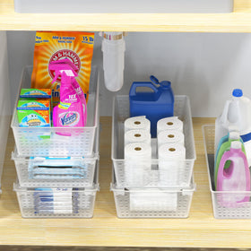 Simple Houseware stationery basket keeps desks tidy and supplies within reach.