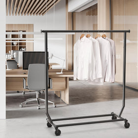 Simple Houseware Supreme garment rack on wheels enables easy room-to-room transport