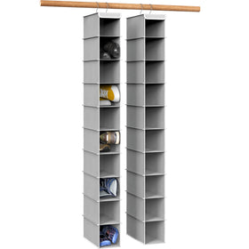 Simple Houseware ten-tier hanging organizer demonstrates vertical shoe storage efficiency