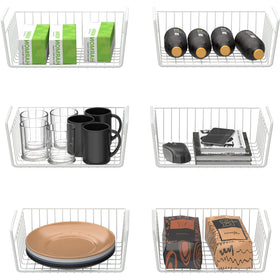 Simple Houseware under-shelf basket in white organizes pantry items neatly