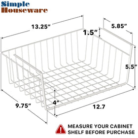 Simple Houseware under-shelf basket easily slides onto a shelf for quick setup