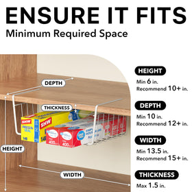 Simple Houseware under-shelf basket holding napkins and towels for accessible storage