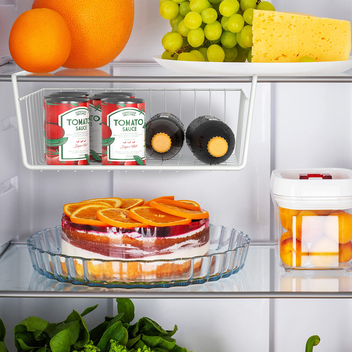 Simple Houseware under-shelf basket fits most shelves for versatile use