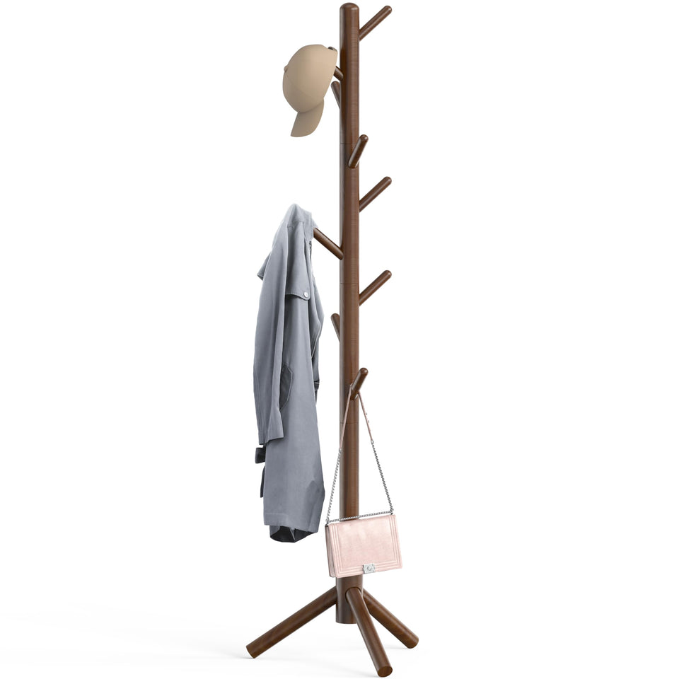 Simple Houseware wooden coat rack stand with nine hooks for organized entryways.