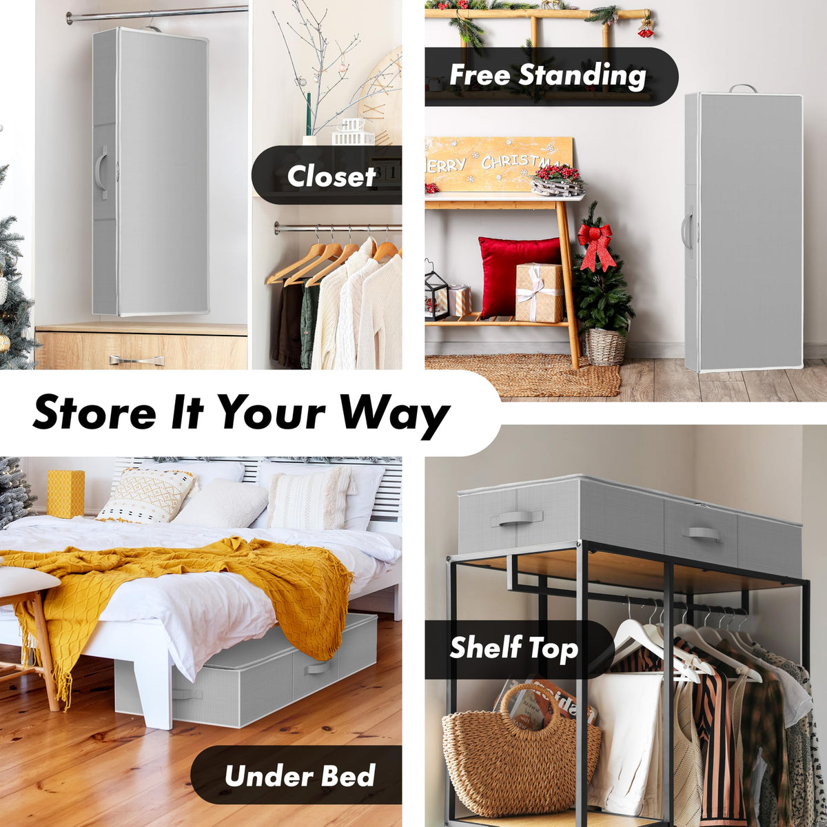 Simple Houseware durable double-layer fabric protects wraps from dust.