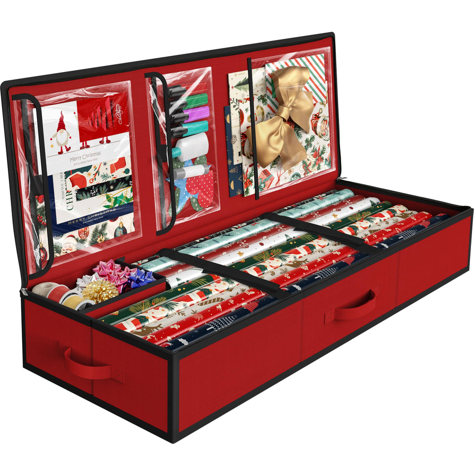 Simple Houseware wrapping paper storage front view offers quick roll access.