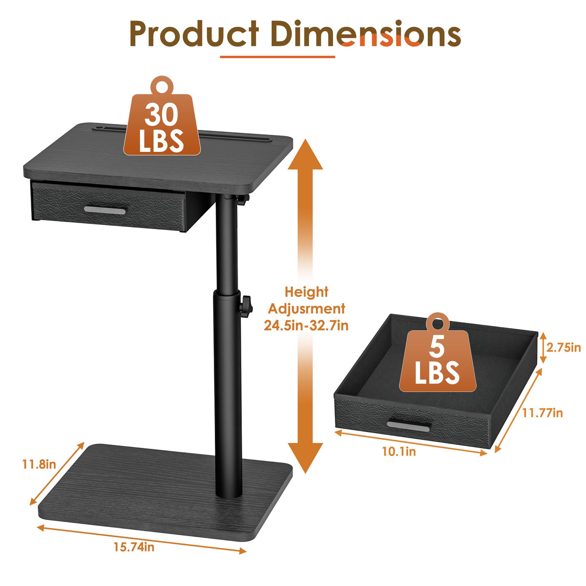 Compact design fits beside sofa or bed in apartments