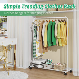 Simple Trending 360-degree wheels with brakes lock the rack securely in place.