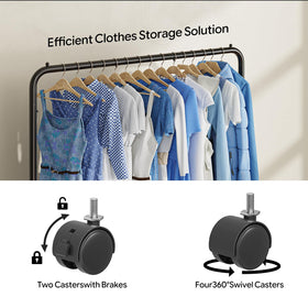 Simple Trending black clothes rack on wheels for laundry rooms and hallways.