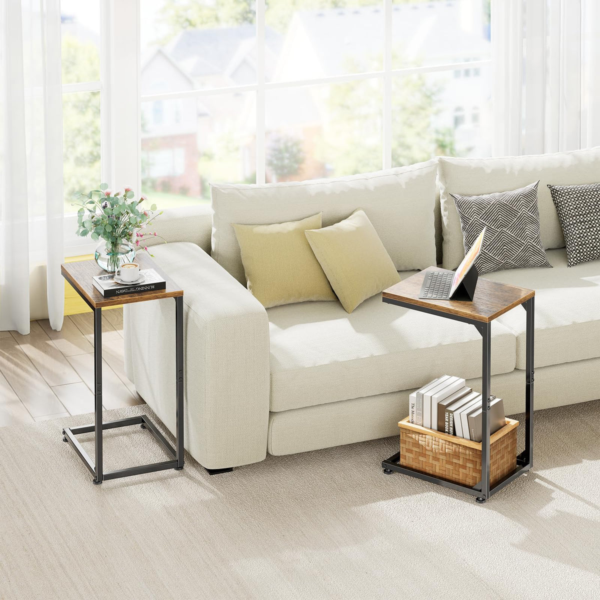 Simple Trending C-shaped end table durability shown by stable 100 lb load