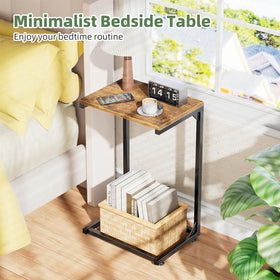 Simple Trending end table shown from side view with sturdy frame details.
