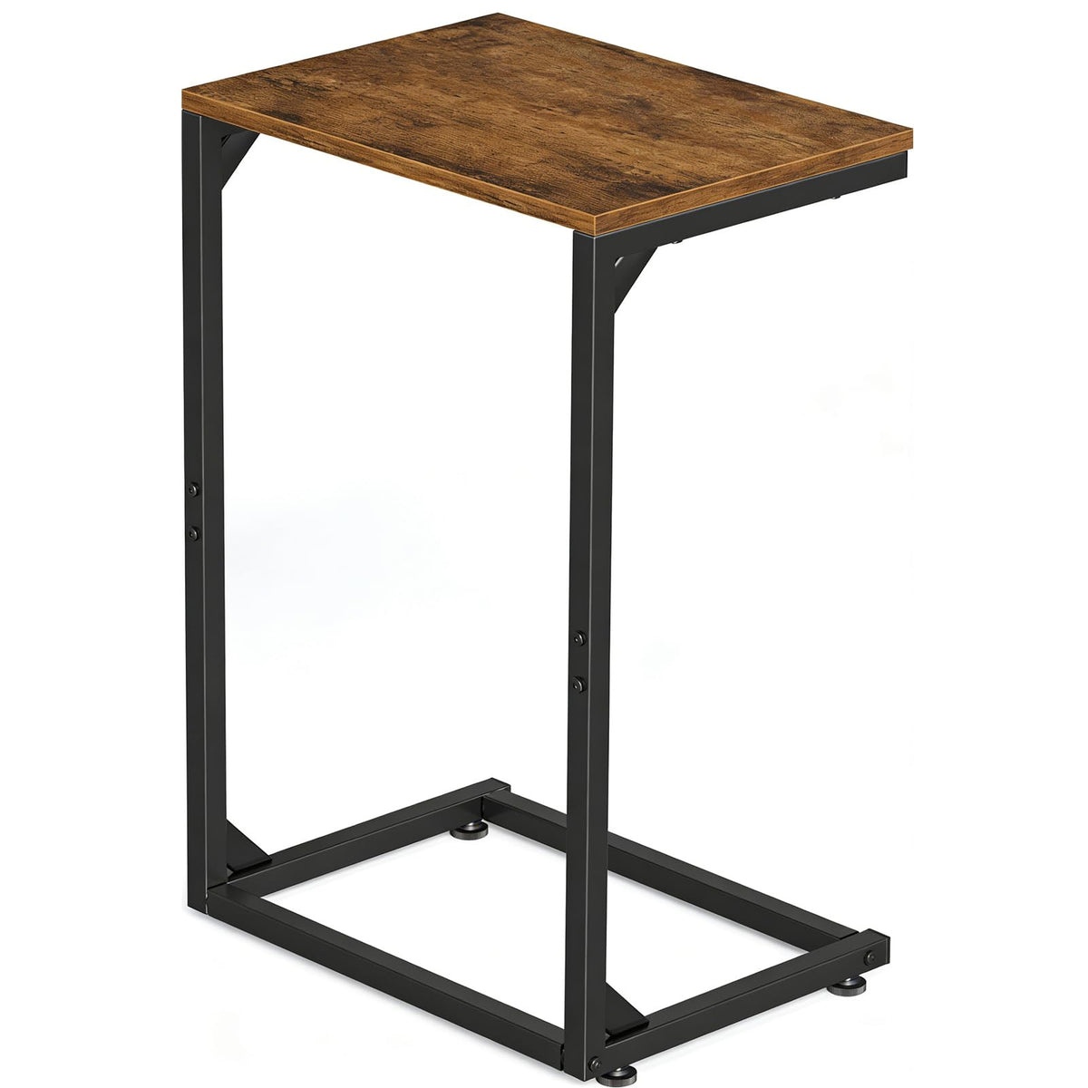 Simple Trending C-shaped end table tucked under sofa for easy snacks.