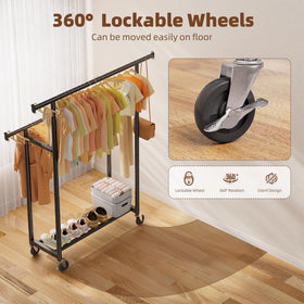Simple Trending rack rolls smoothly with locking casters for stable placement.