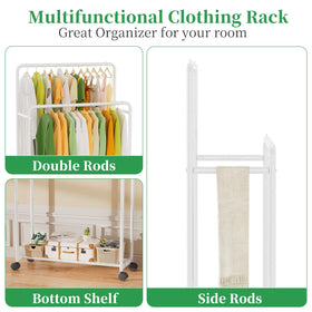 Simple Trending clothing rack shows double hanging space and a lower shelf