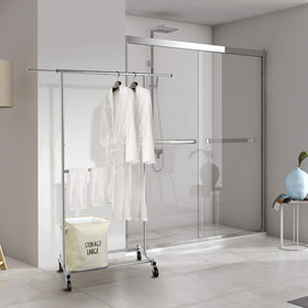 Simple Trending rack in dorm room, compact organization for small spaces.