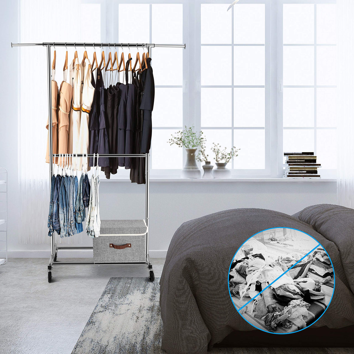 Simple Trending four wheels enable easy mobility around rooms.