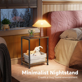 Simple Trending end table with compact dimensions beside sofa or bed.
