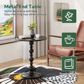 Simple Trending end table with pedestal design for stable surface beside seating.