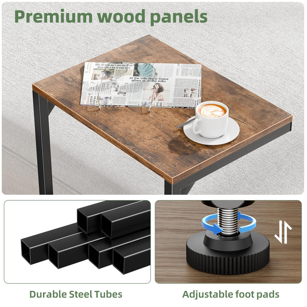 Sturdy square steel frame visible on Simple Trending end table.