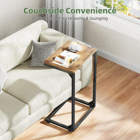 Closeup of rustic brown wood panel on Simple Trending end table.