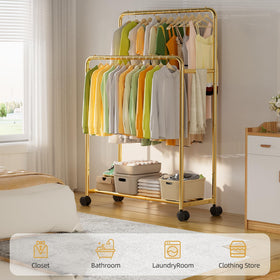 Simple Trending gold rack with a heavy-duty steel frame for durable wardrobe storage.