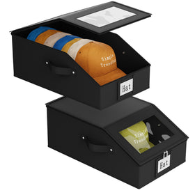 Simple Trending hat organizer 2-pack stackable with clear window lid keeps up to 24 caps neatly visible.