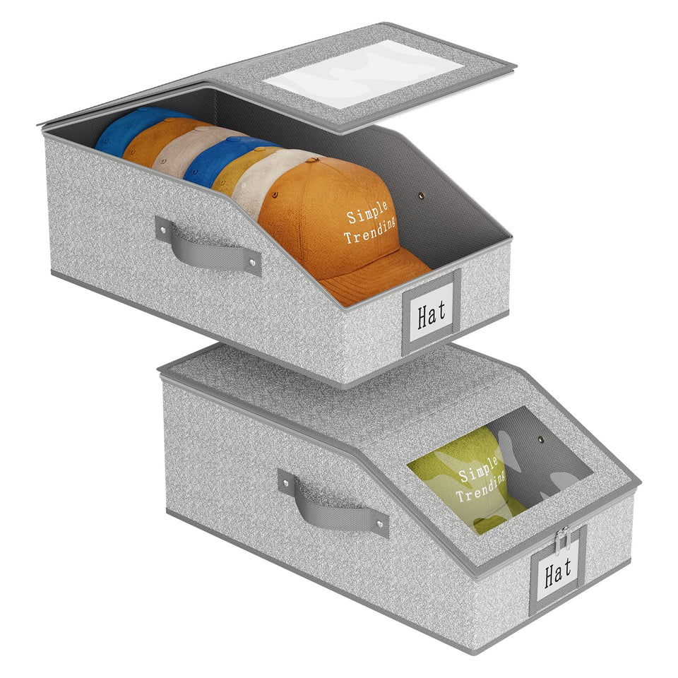 Simple Trending hat organizer with clear window lid for quick cap visibility.