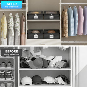 Simple Trending hat organizer with side name card window for easy identification.