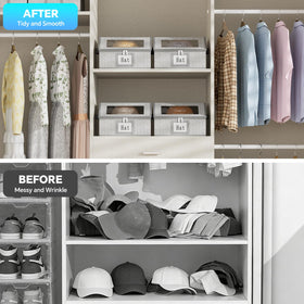Simple Trending hat organizer features side name window for quick identification.