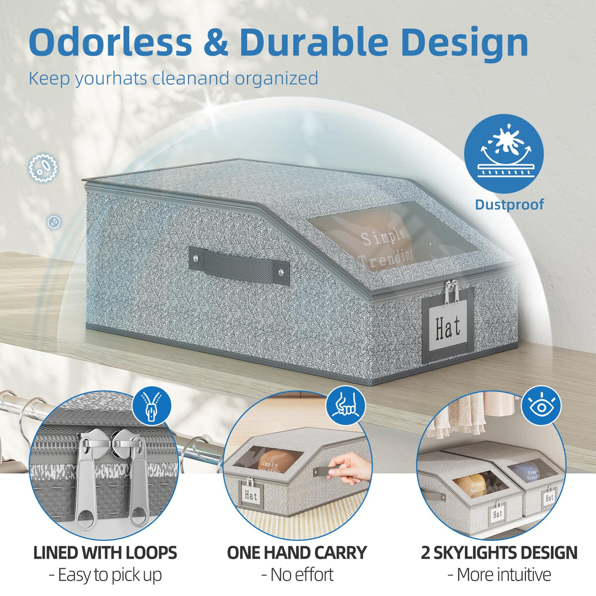 Simple Trending dual-access box keeps hats organized and ready to wear.